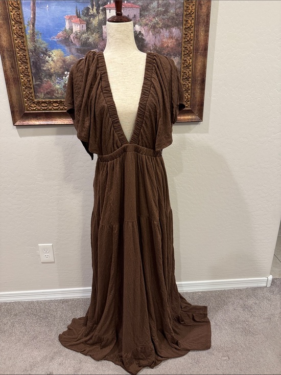 Free People Dresses & Skirts - NWT Free People Brown V-Neck Tiered Maxi Dress